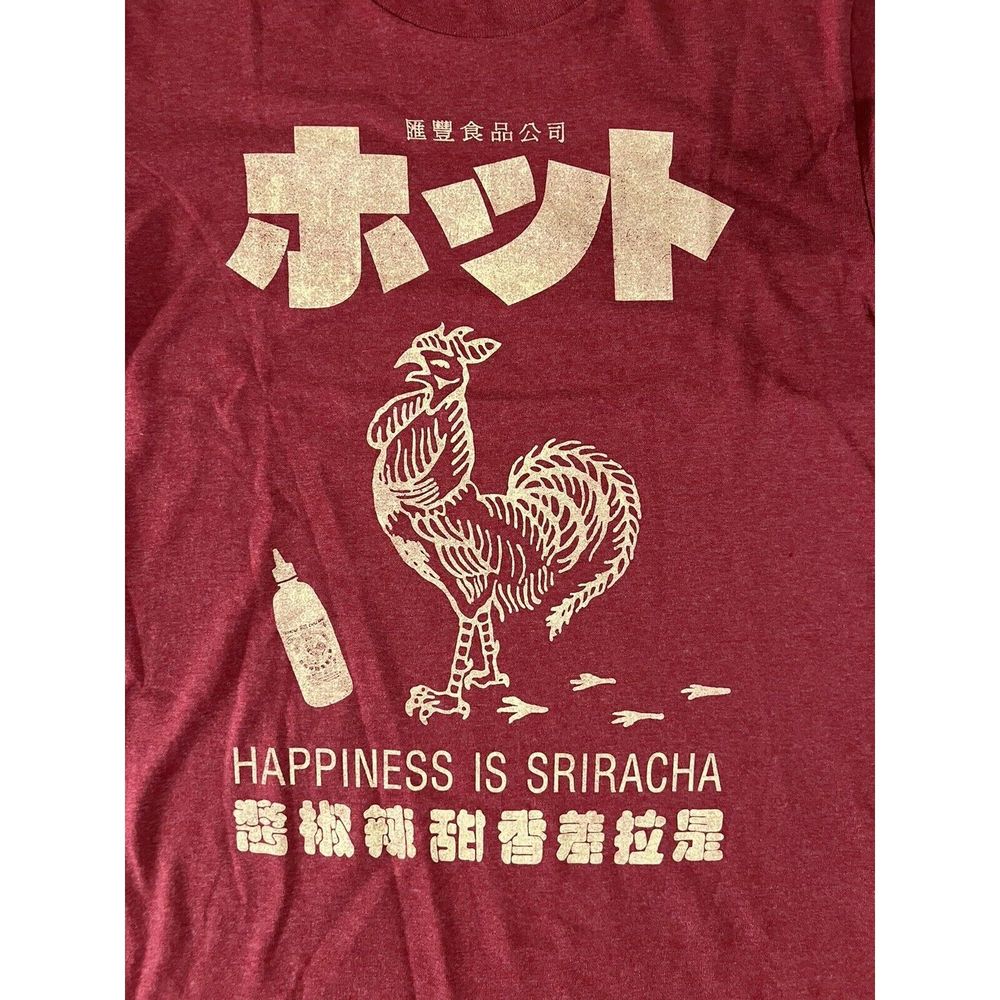 Vintage Graphic Tee Sz S Red Ripple Junction Sriracha Rooster Cotton Polyester